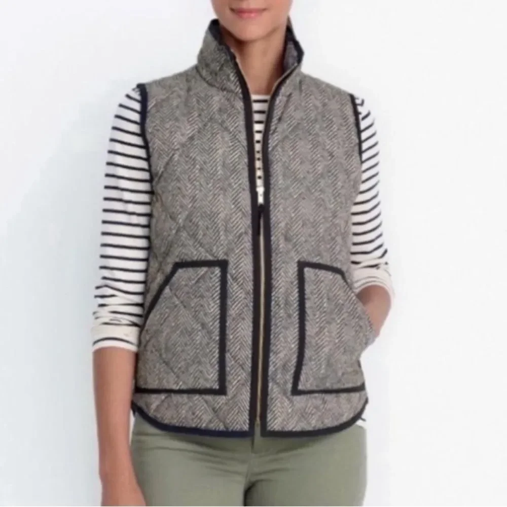 J Crew Excursion Blogger Favorite Quilted Down Fill Vest Herringbone Medium